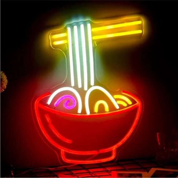 Neon Sign Ramen Noodle Japanese Cafe Restaurant Kitchen Cute LED Light Decor - Picture 1 of 6